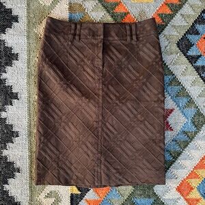 Burberry Brown Plaid Pattern Embossed Pencil Skirt 28